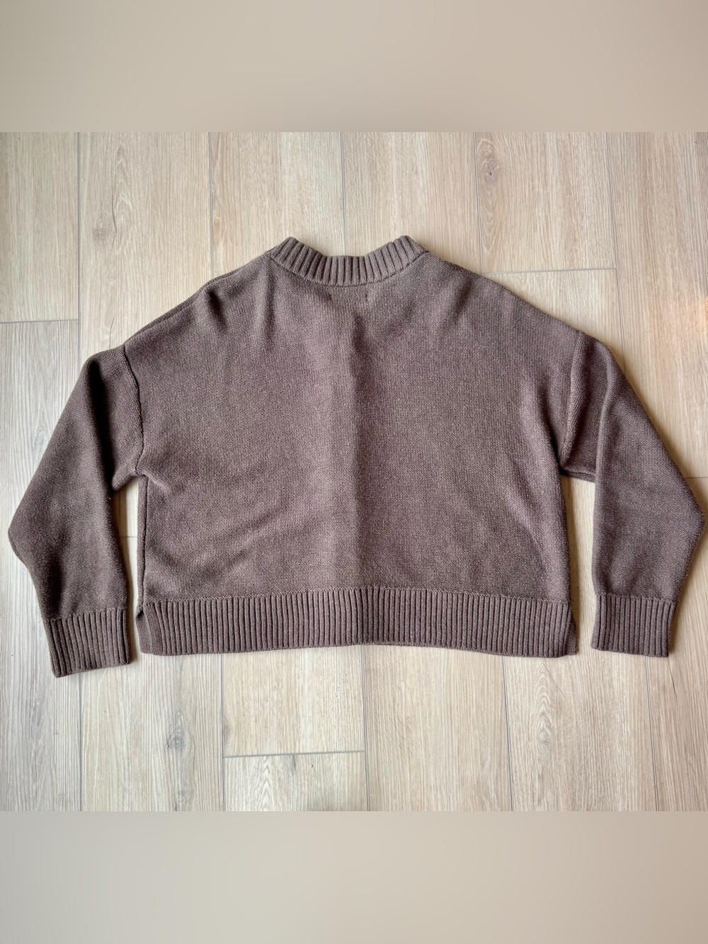 Quince Organic Cotton Cropped Cardigan Women’s M Brown Button Front - Picture 7 of 14